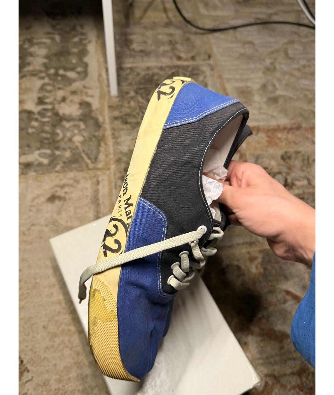 MAISON MARGIELA Синие текстильные низкие кроссовки / кеды, фото 8