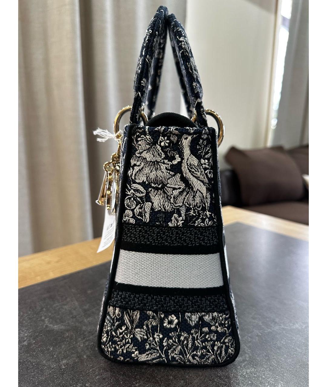 CHRISTIAN DIOR Темно-синяя хлопковая сумка с короткими ручками, фото 2