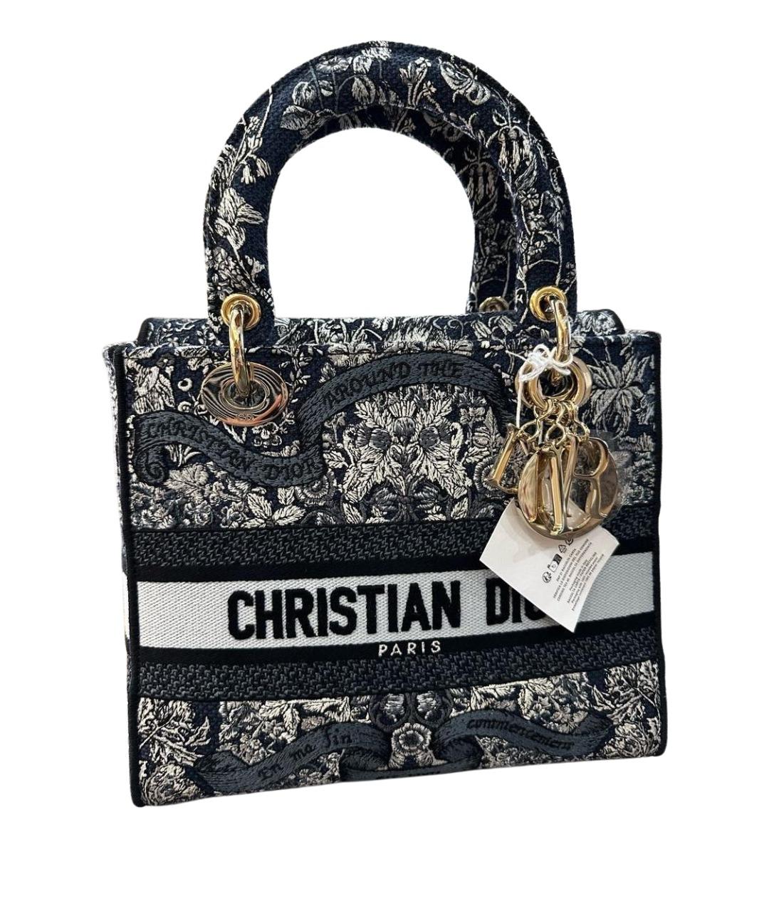 CHRISTIAN DIOR Темно-синяя хлопковая сумка с короткими ручками, фото 1