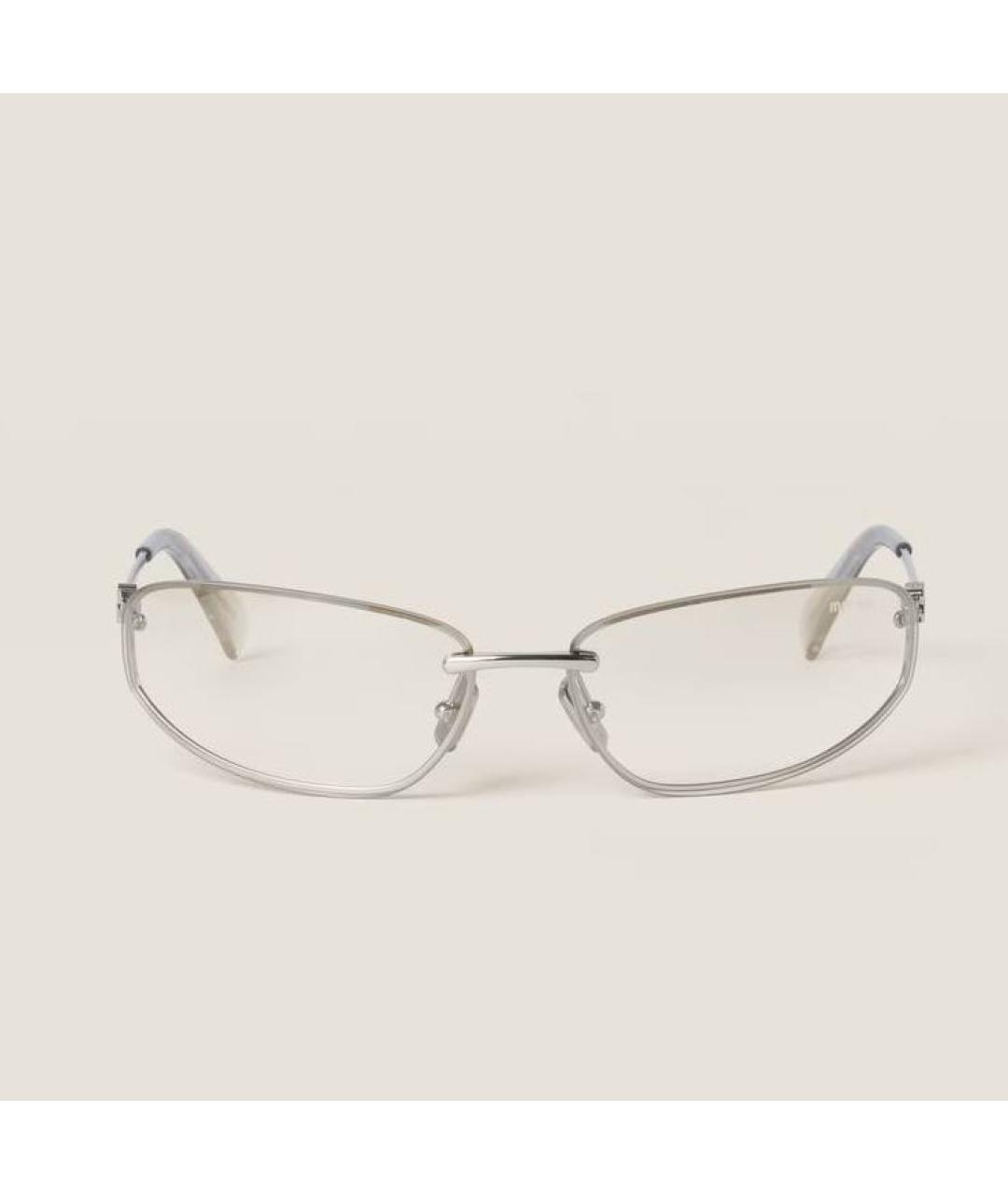 MIU MIU Серебряные металлические солнцезащитные очки, фото 2