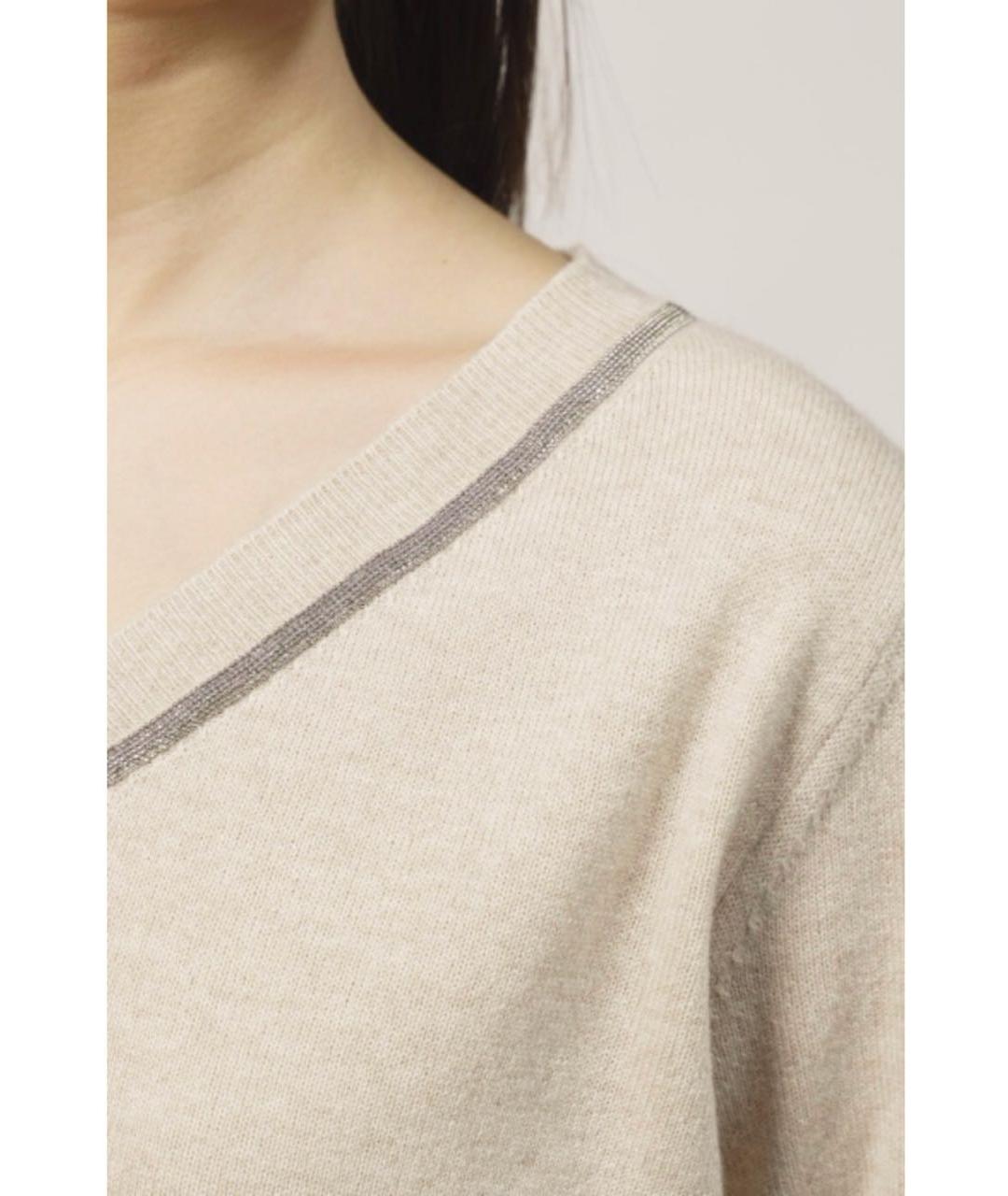 FABIANA FILIPPI Бежевый шерстяной джемпер / свитер, фото 2