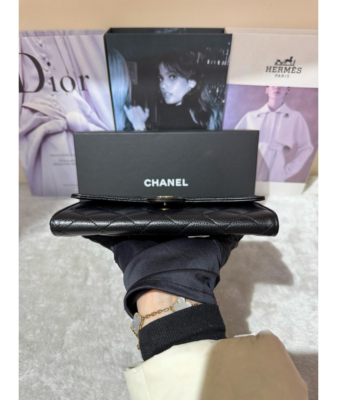 CHANEL Черный кожаный кошелек, фото 6