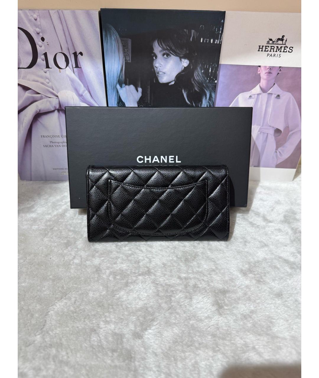 CHANEL Черный кожаный кошелек, фото 2