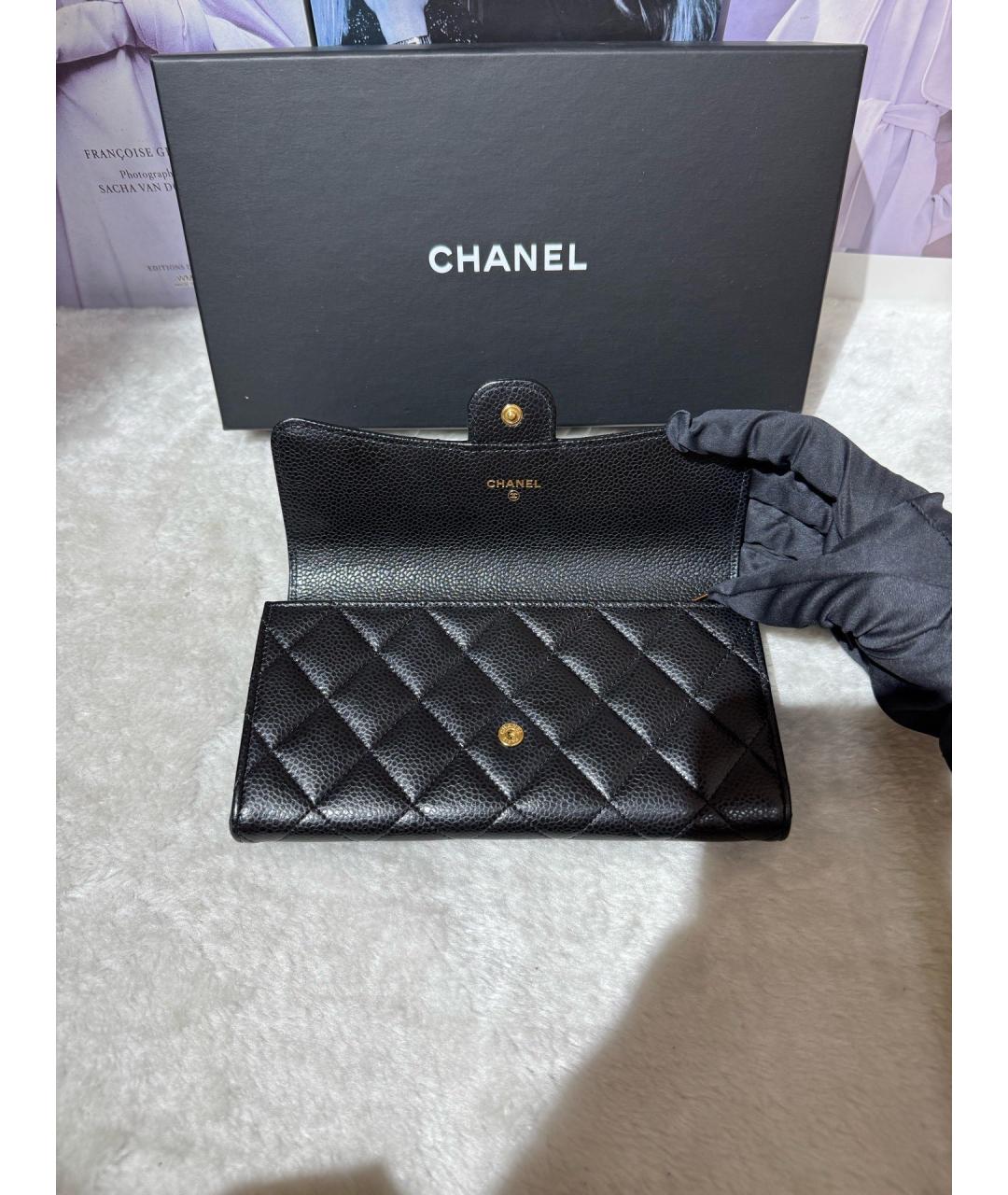 CHANEL Черный кожаный кошелек, фото 3