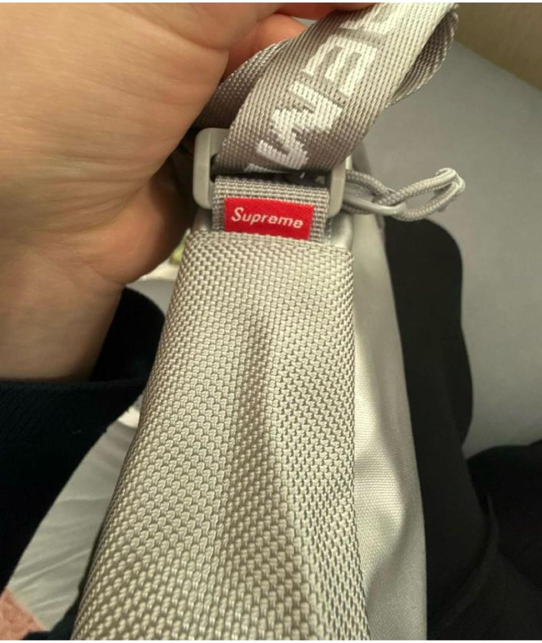 SUPREME Серебряная тканевая сумка на плечо, фото 6