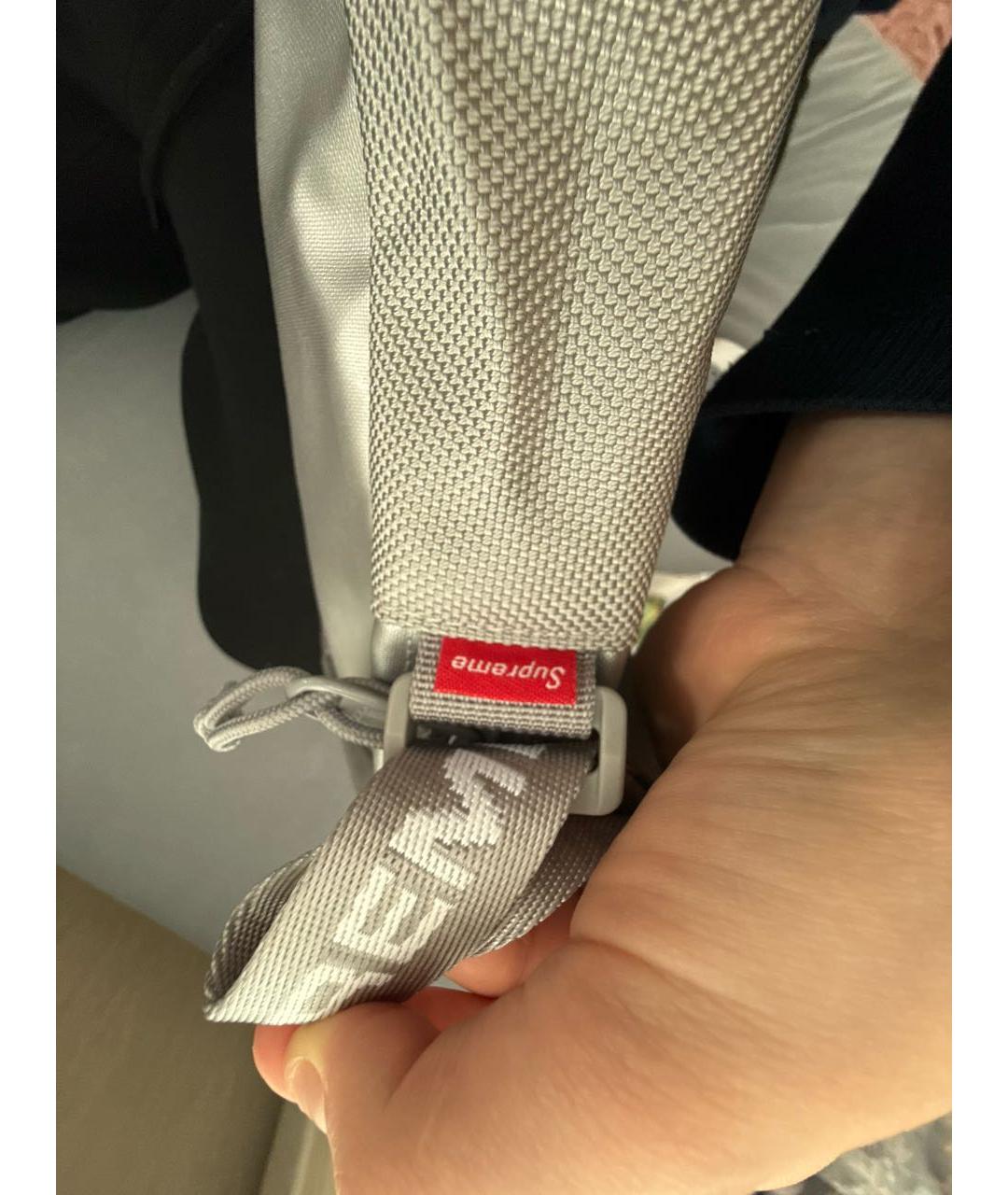 SUPREME Серебряная тканевая сумка на плечо, фото 6