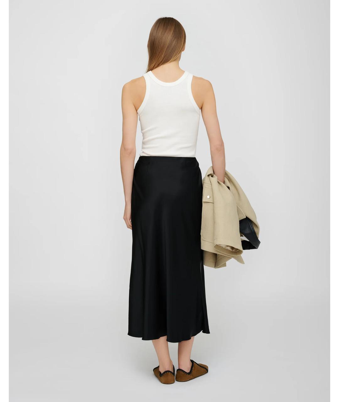 NANUSHKA Черная ацетатная юбка миди, фото 3