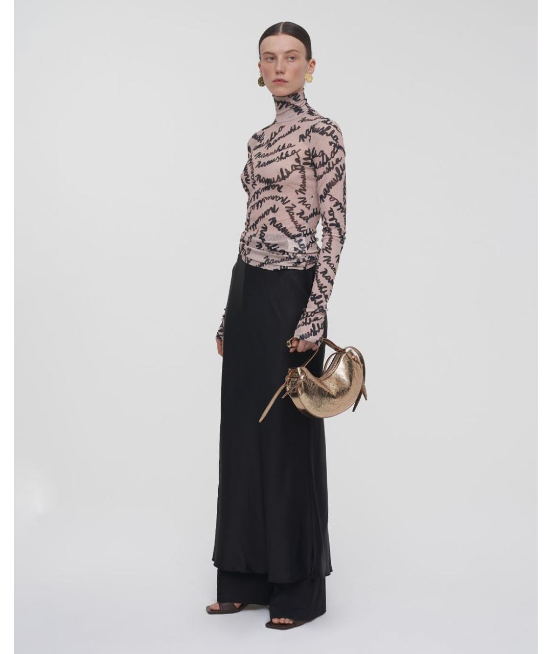 NANUSHKA Черная ацетатная юбка макси, фото 3