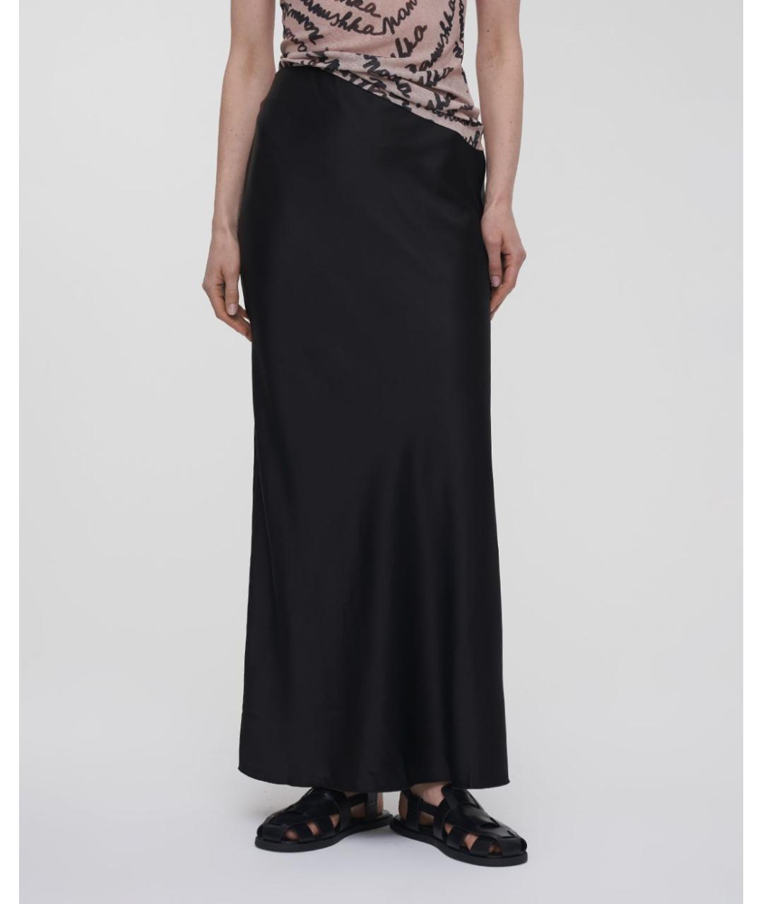 NANUSHKA Черная ацетатная юбка макси, фото 4