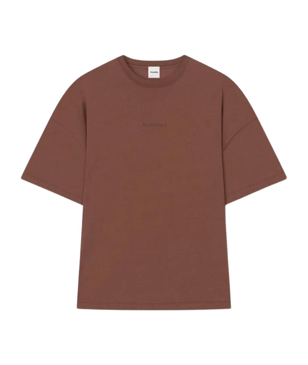 NANUSHKA Коричневая хлопковая футболка, фото 1