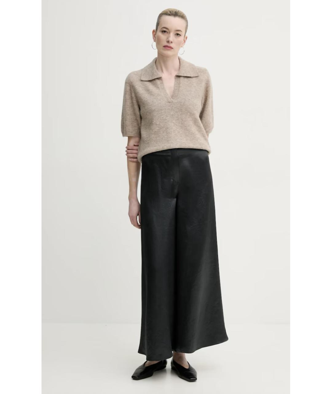 NANUSHKA Антрацитовые ацетатные брюки широкие, фото 3