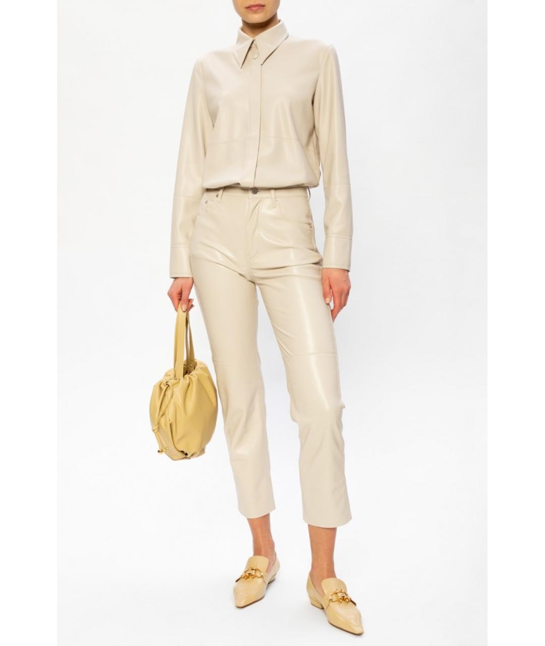 NANUSHKA Бежевые прямые брюки, фото 3