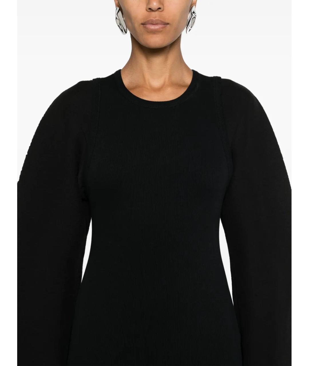 NANUSHKA Черное хлопко-эластановое повседневное платье, фото 5