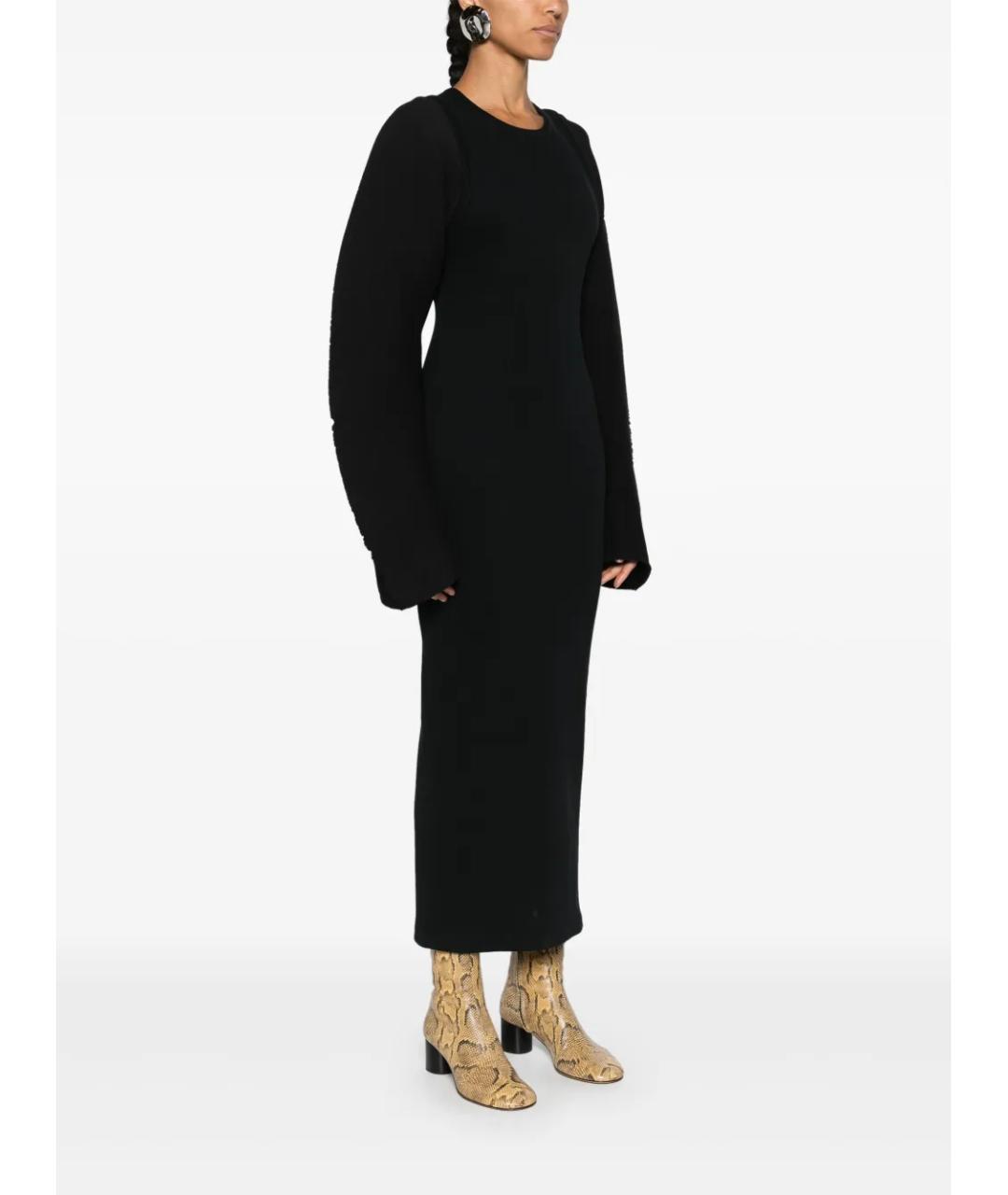 NANUSHKA Черное хлопко-эластановое повседневное платье, фото 3