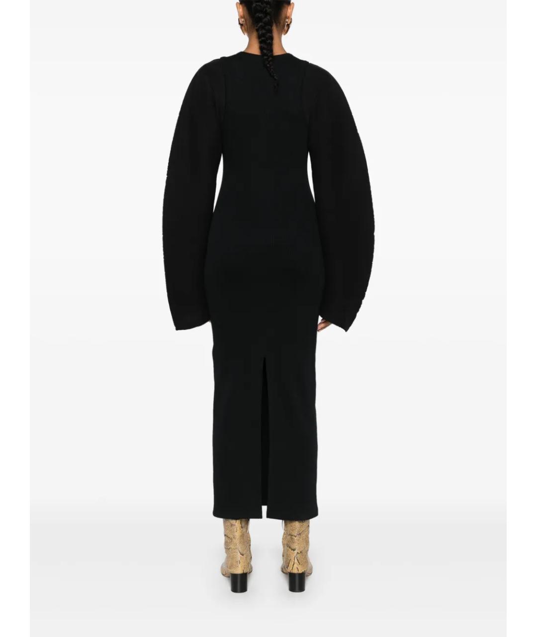 NANUSHKA Черное хлопко-эластановое повседневное платье, фото 4