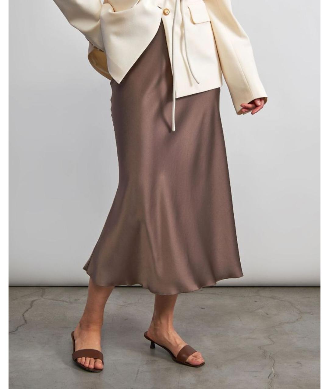 NANUSHKA Коричневая ацетатная юбка миди, фото 3