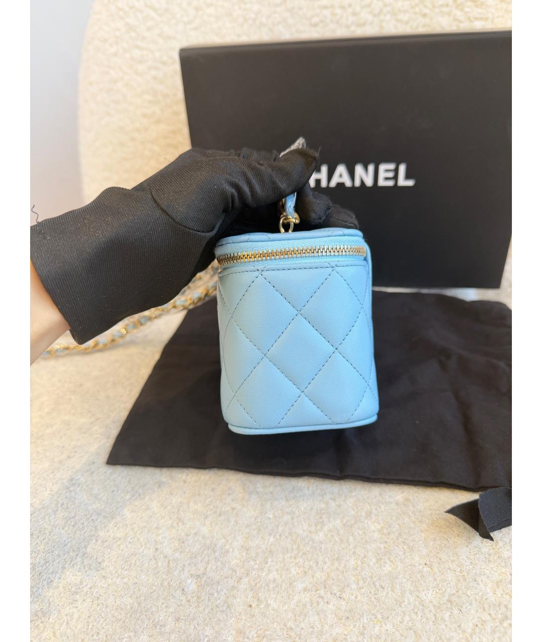 CHANEL Голубая кожаная сумка через плечо, фото 5