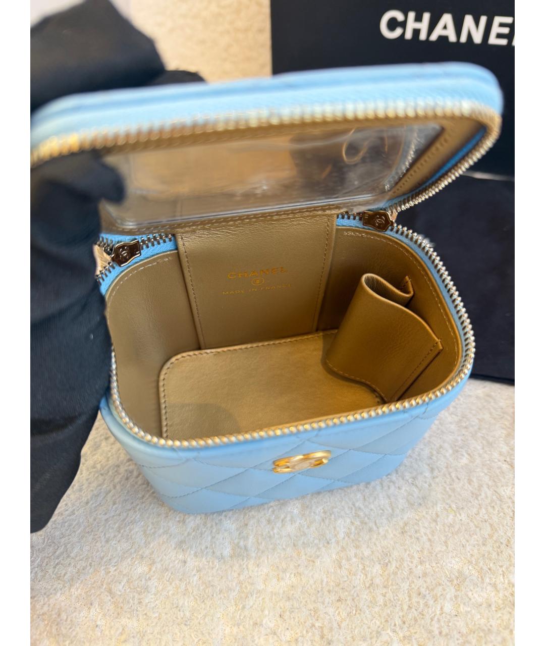 CHANEL Голубая кожаная сумка через плечо, фото 7