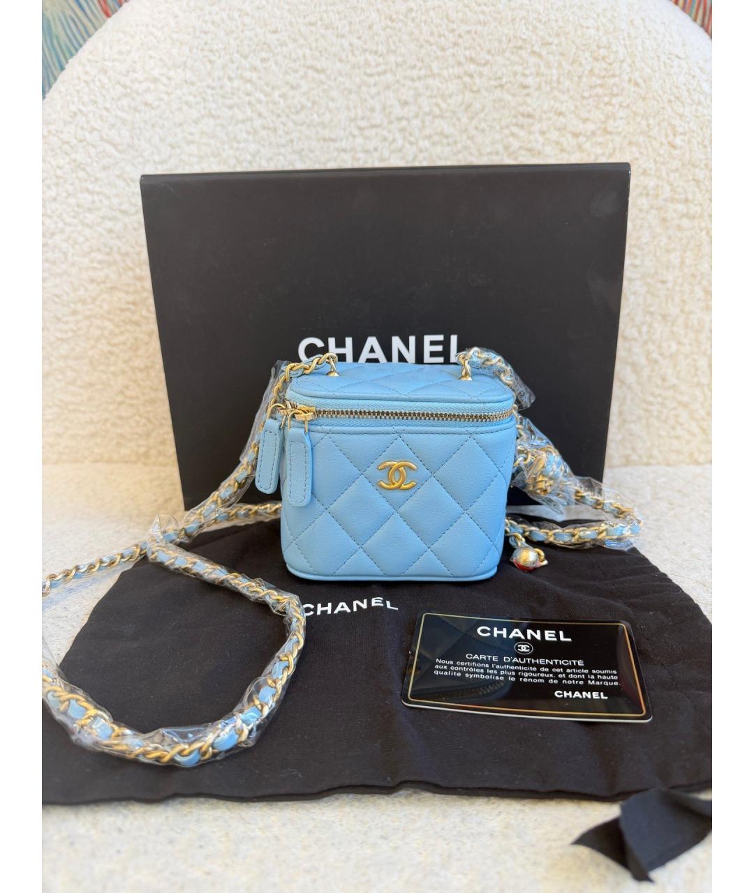 CHANEL Голубая кожаная сумка через плечо, фото 8