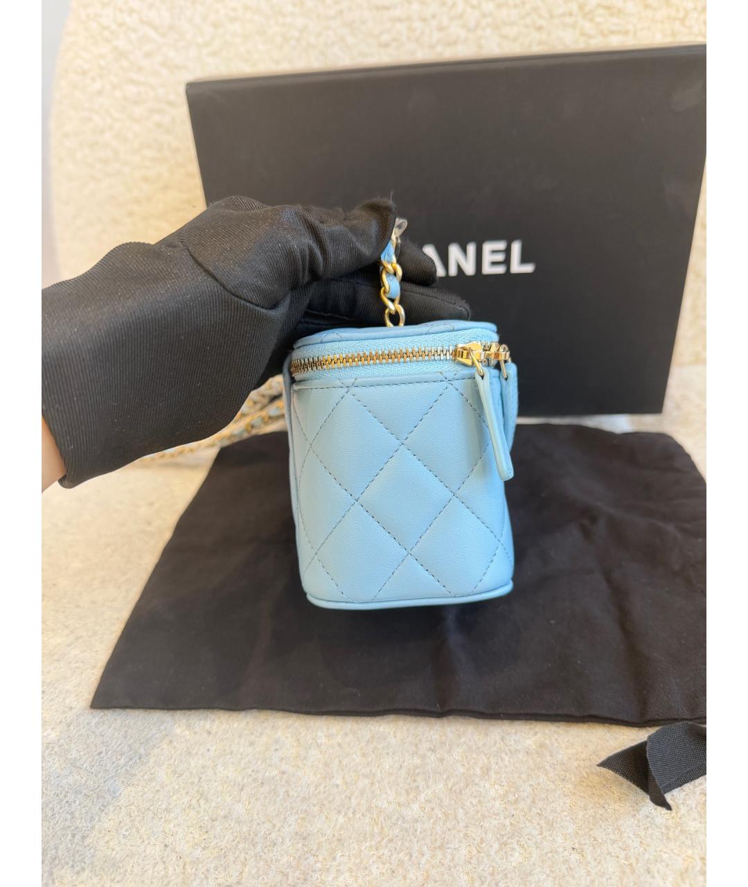 CHANEL Голубая кожаная сумка через плечо, фото 4