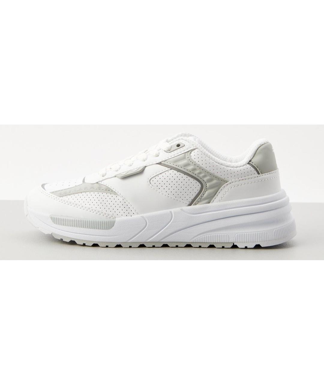 EA7 Белые кожаные низкие кроссовки / кеды, фото 9