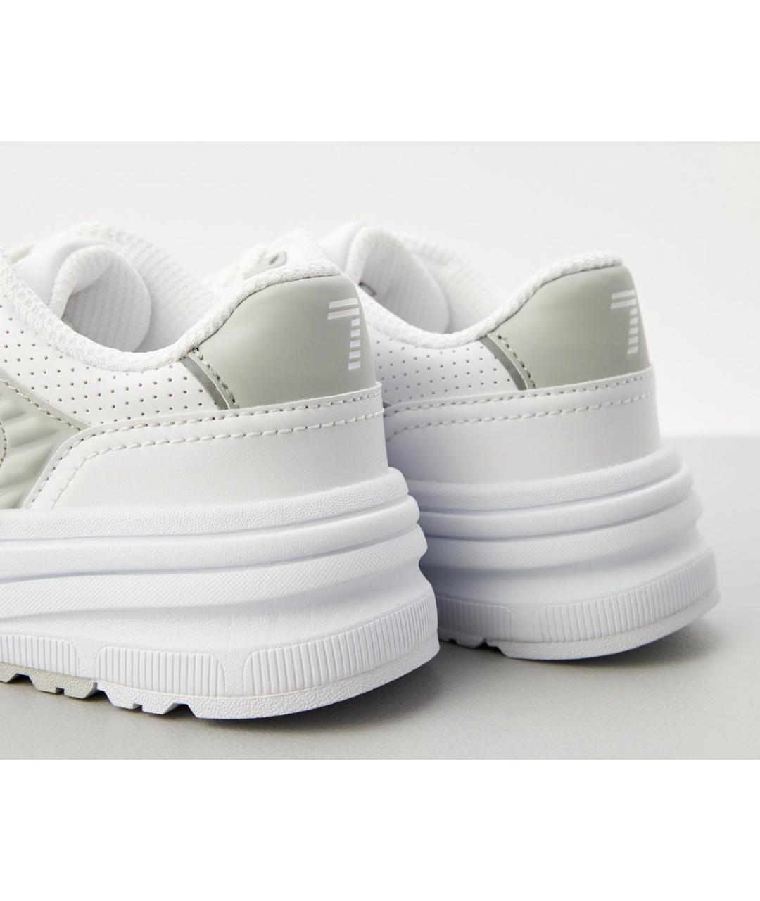 EA7 Белые кожаные низкие кроссовки / кеды, фото 4
