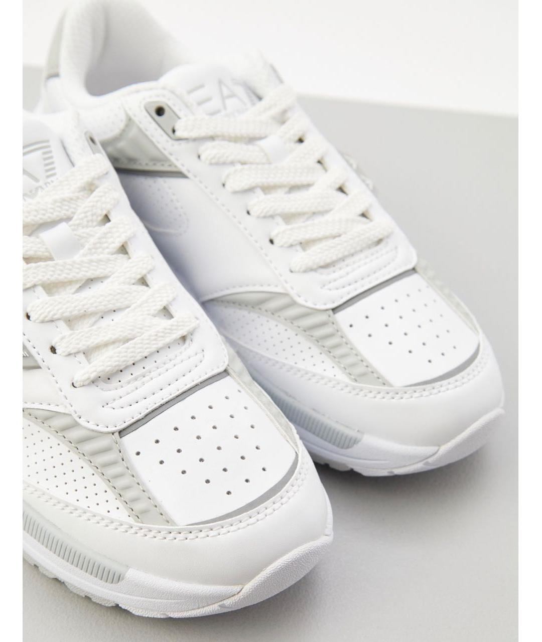 EA7 Белые кожаные низкие кроссовки / кеды, фото 3