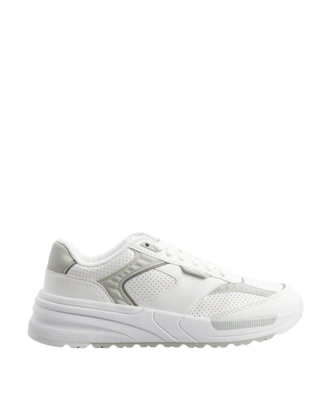 EA7 Белые кожаные низкие кроссовки / кеды, фото 1