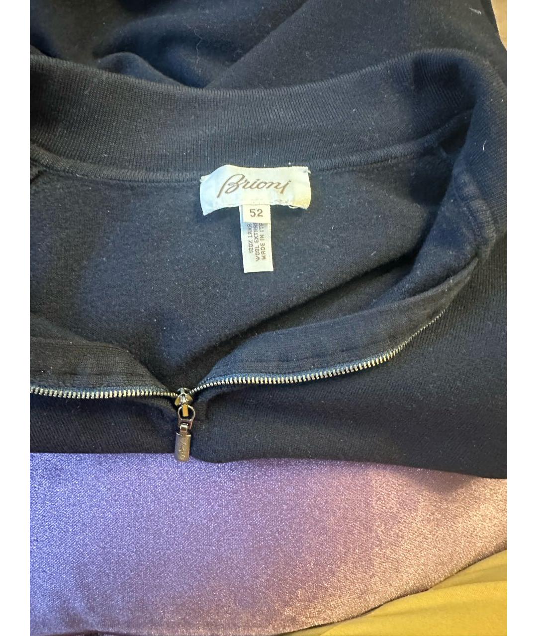 BRIONI Темно-синий шерстяной джемпер / свитер, фото 3
