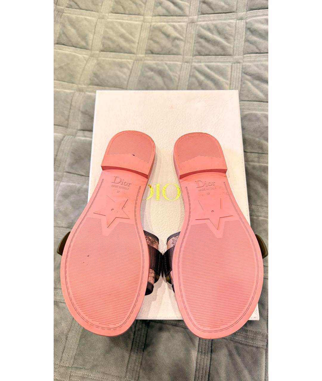CHRISTIAN DIOR Коралловые текстильные шлепанцы, фото 4