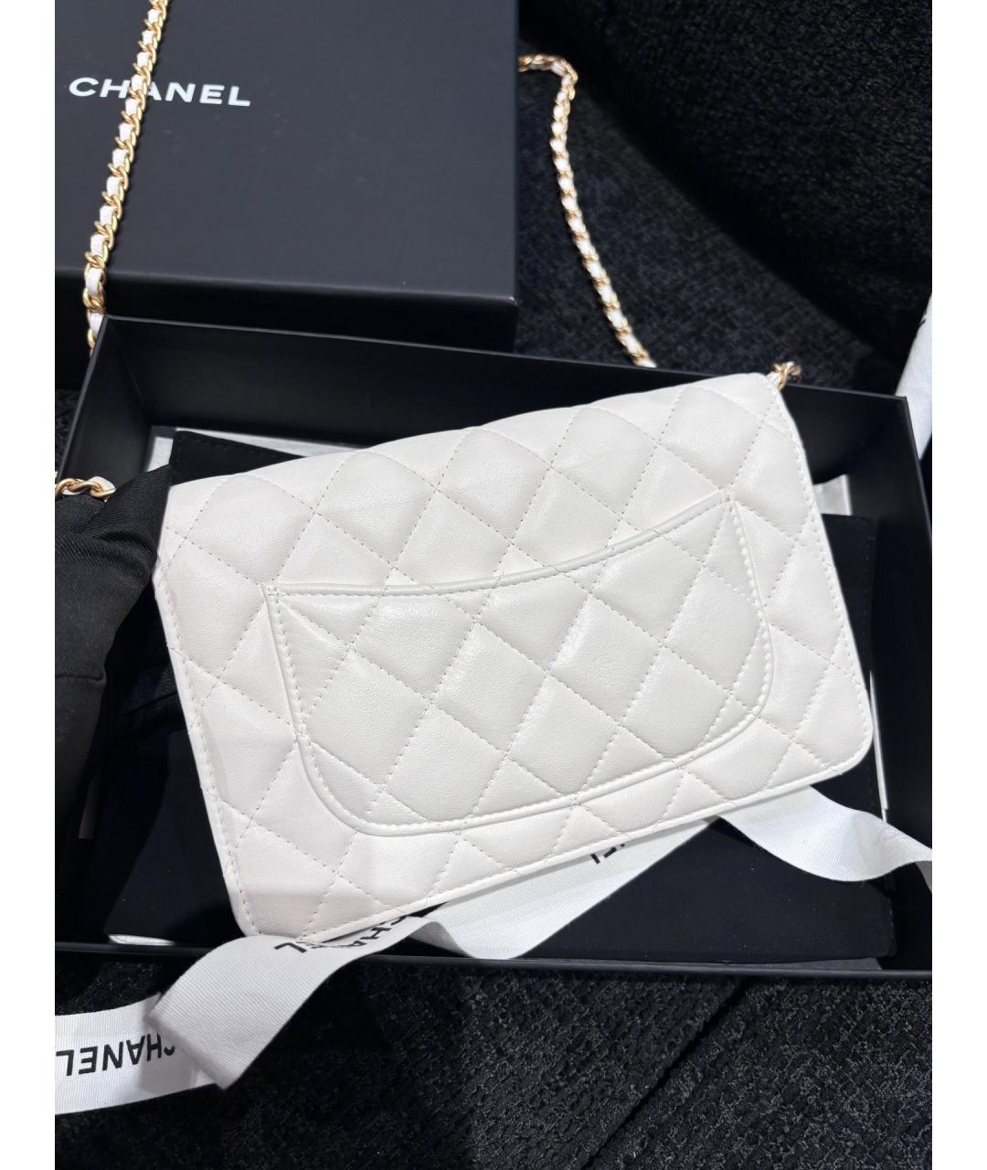 CHANEL Белая кожаная сумка через плечо, фото 5