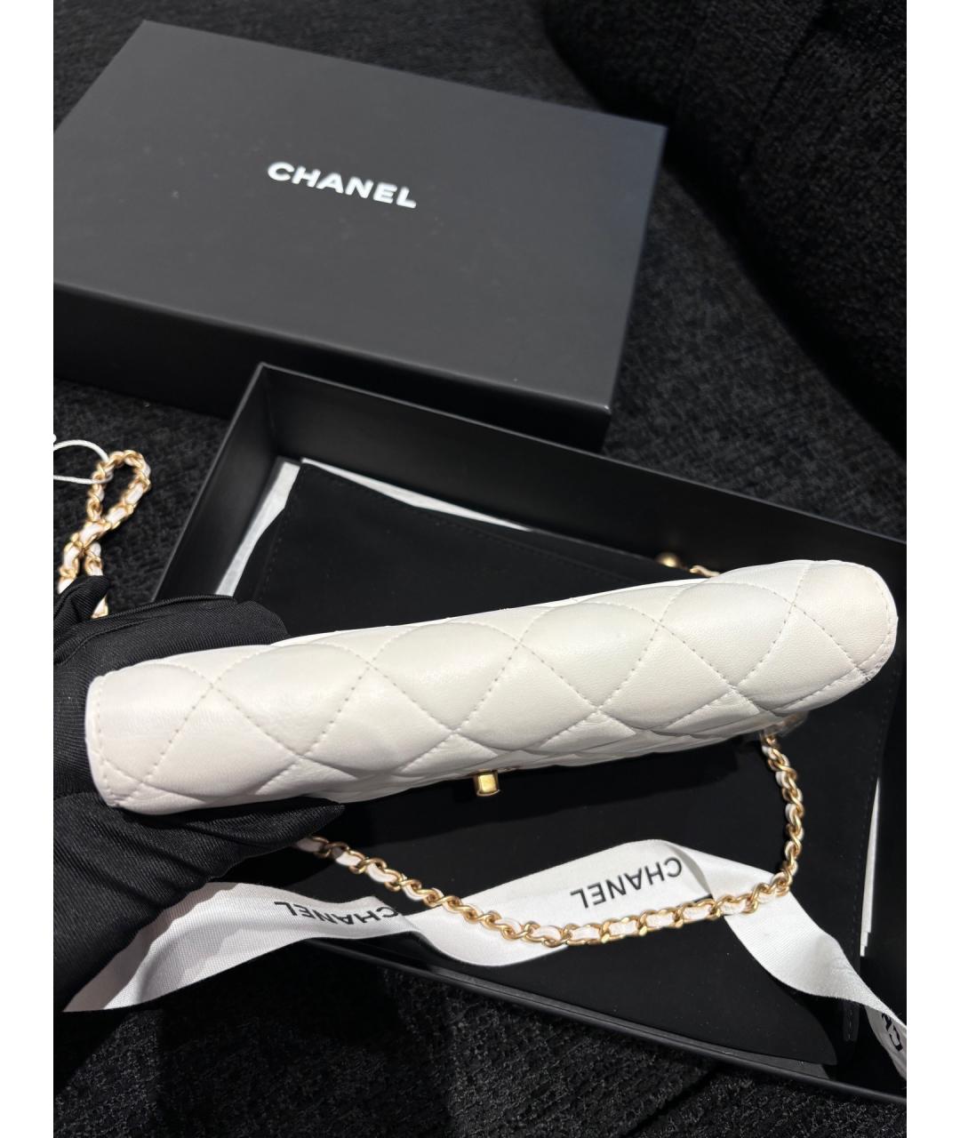 CHANEL Белая кожаная сумка через плечо, фото 2