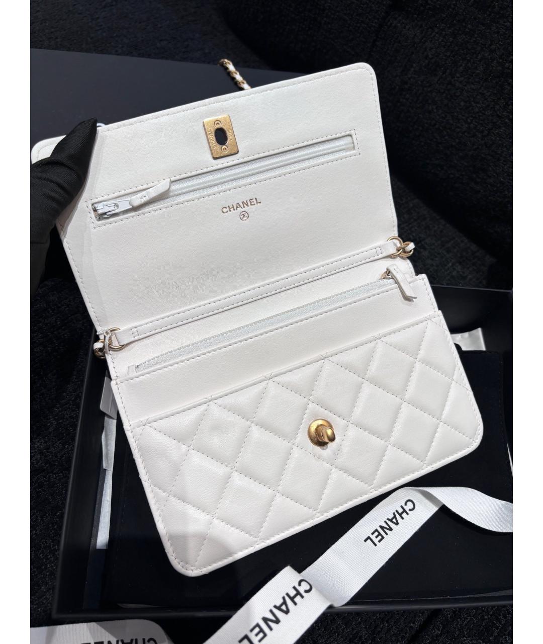 CHANEL Белая кожаная сумка через плечо, фото 7