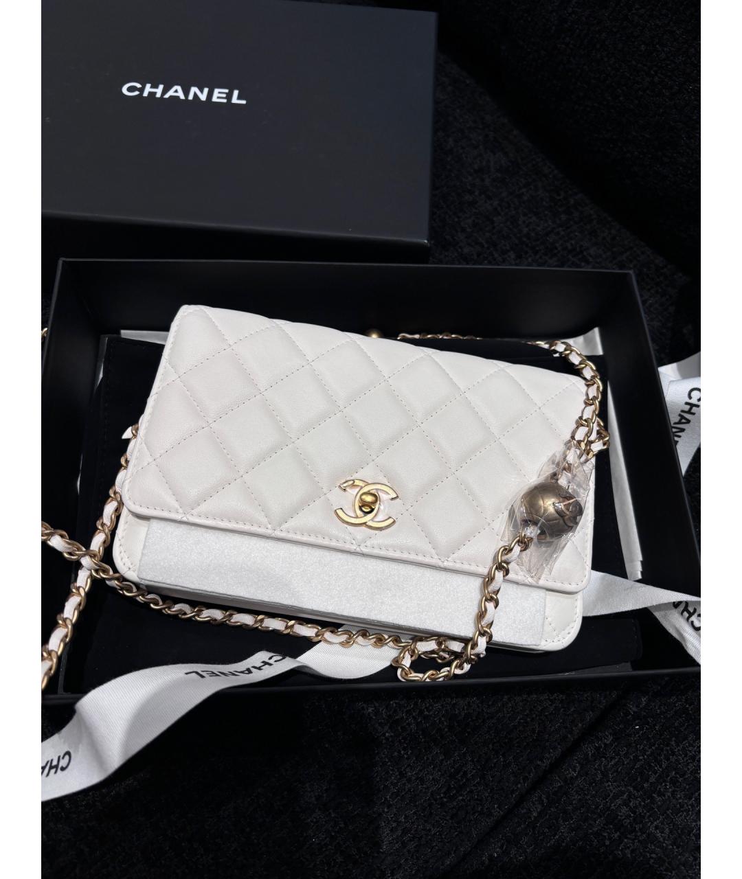 CHANEL Белая кожаная сумка через плечо, фото 9