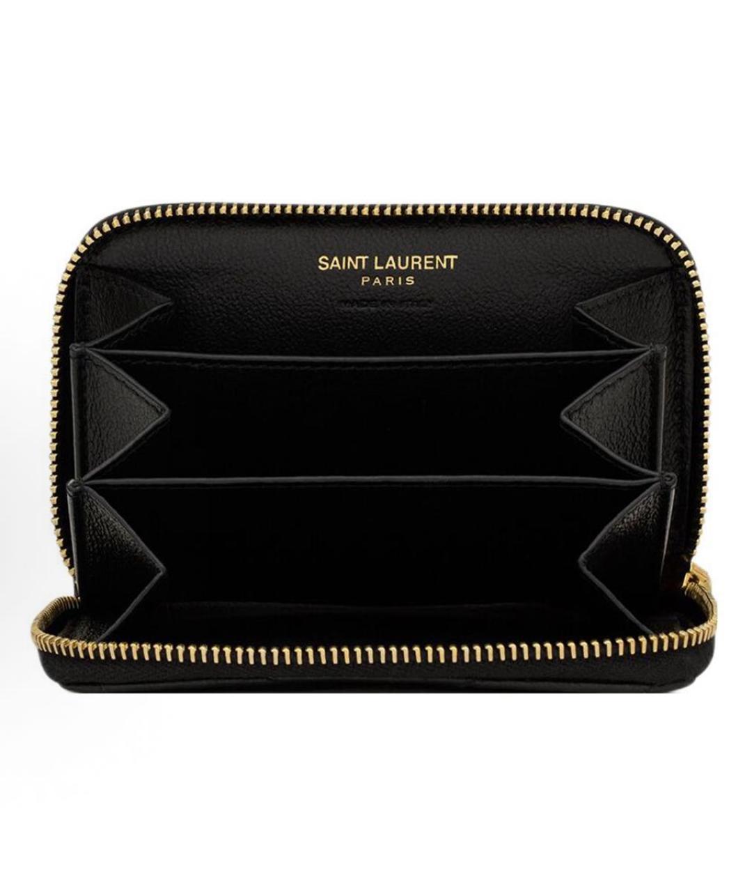 SAINT LAURENT Черный кожаный кошелек, фото 3
