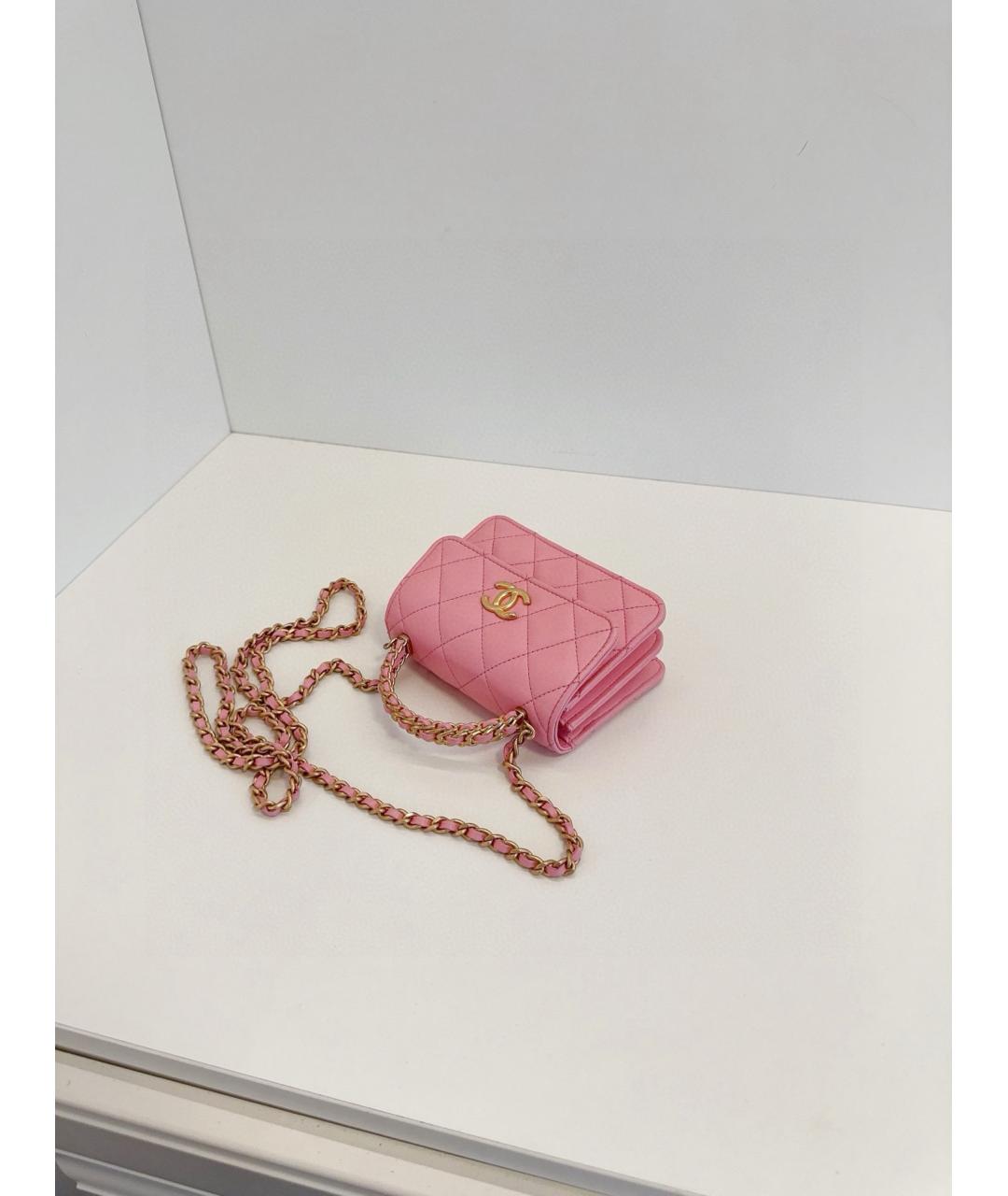 CHANEL Розовая кожаная сумка через плечо, фото 5
