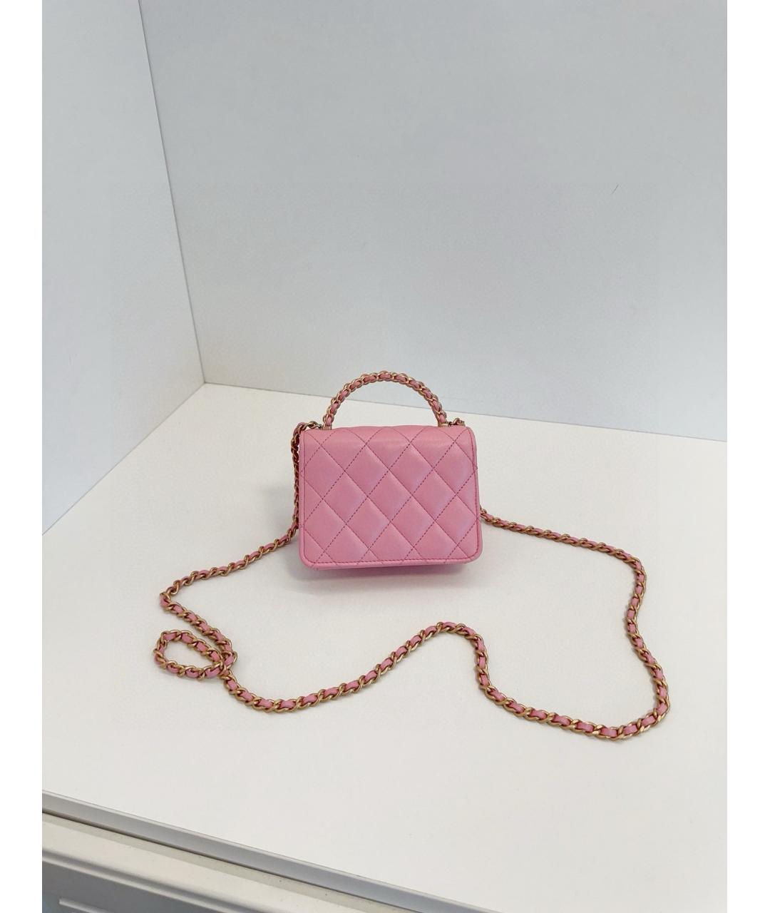 CHANEL Розовая кожаная сумка через плечо, фото 2