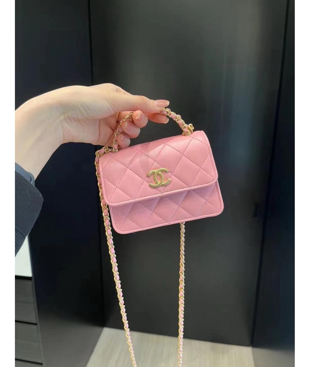 CHANEL Розовая кожаная сумка через плечо, фото 7