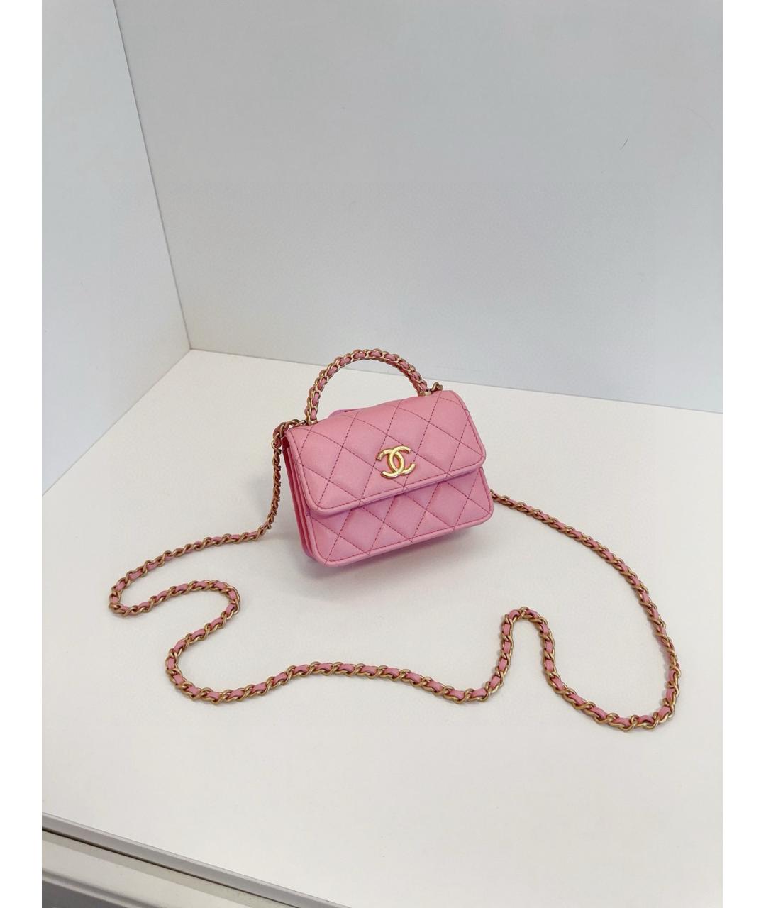CHANEL Розовая кожаная сумка через плечо, фото 3