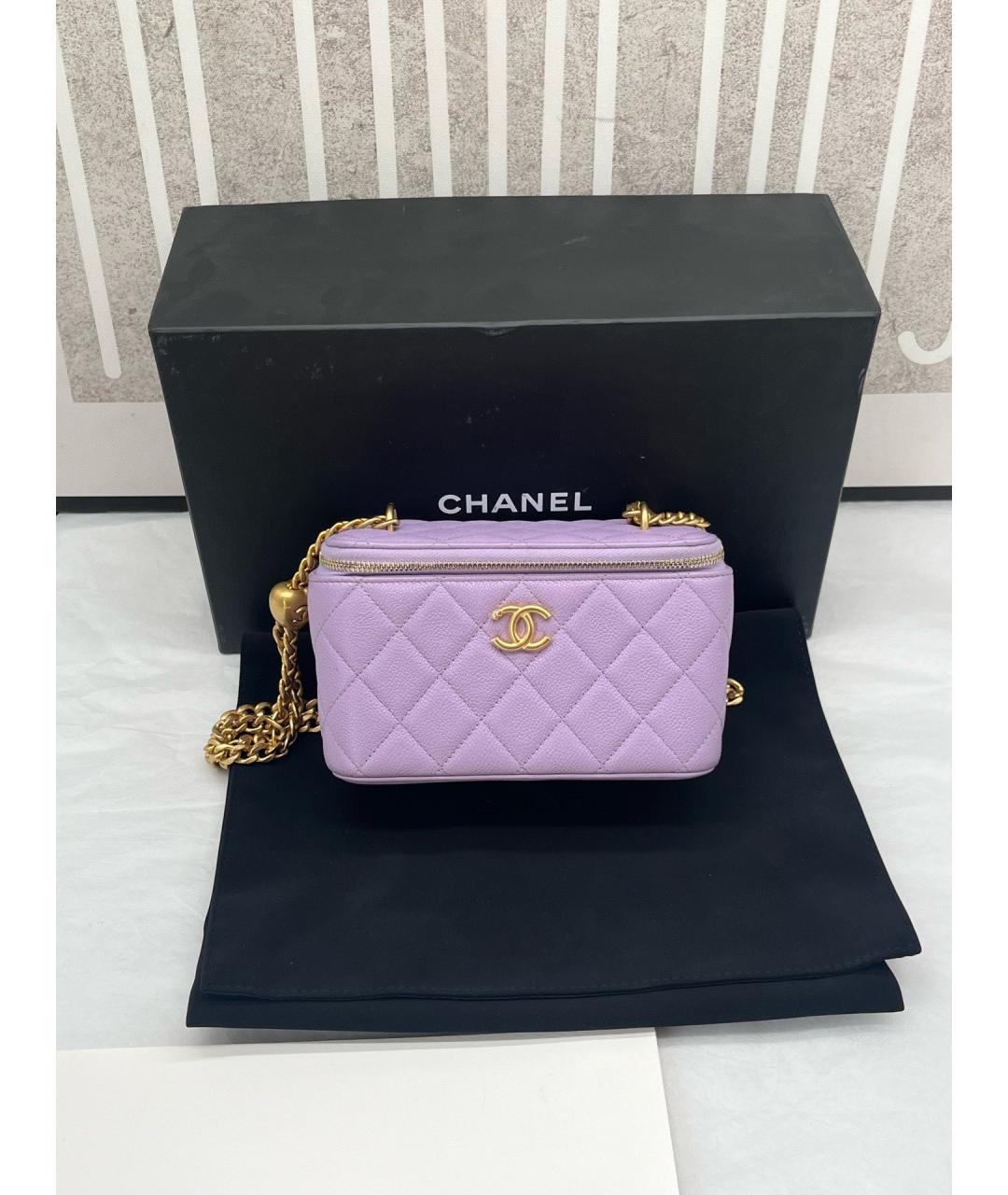 CHANEL Фиолетовая кожаная сумка через плечо, фото 10