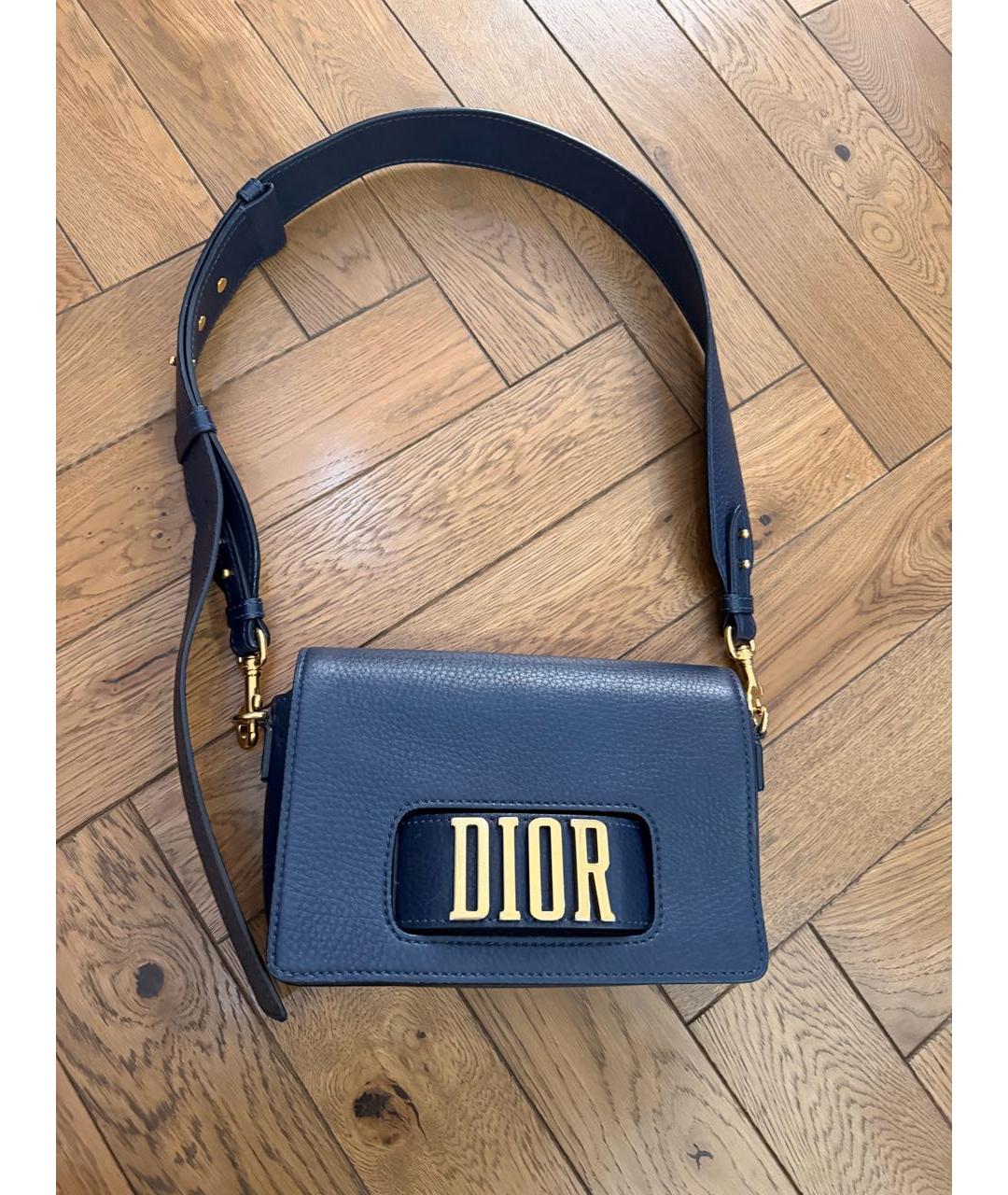 CHRISTIAN DIOR Темно-синяя кожаная сумка через плечо, фото 5
