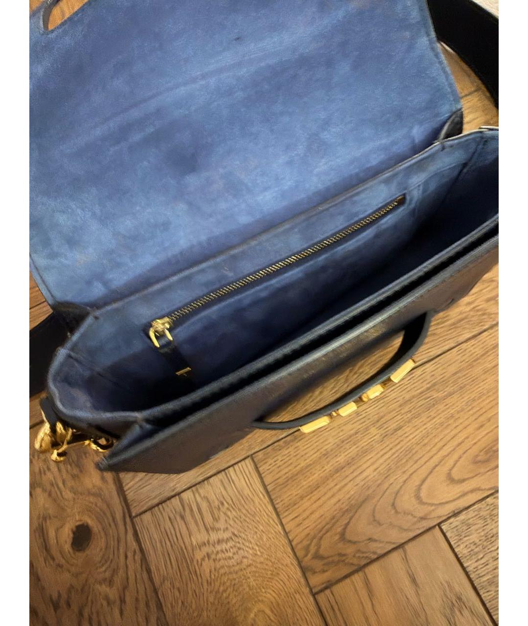 CHRISTIAN DIOR Темно-синяя кожаная сумка через плечо, фото 4