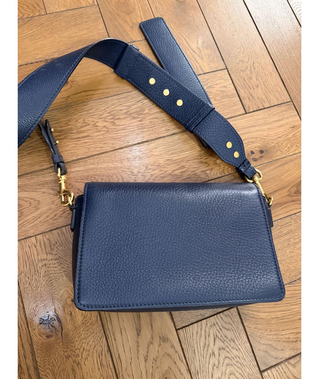CHRISTIAN DIOR Темно-синяя кожаная сумка через плечо, фото 3