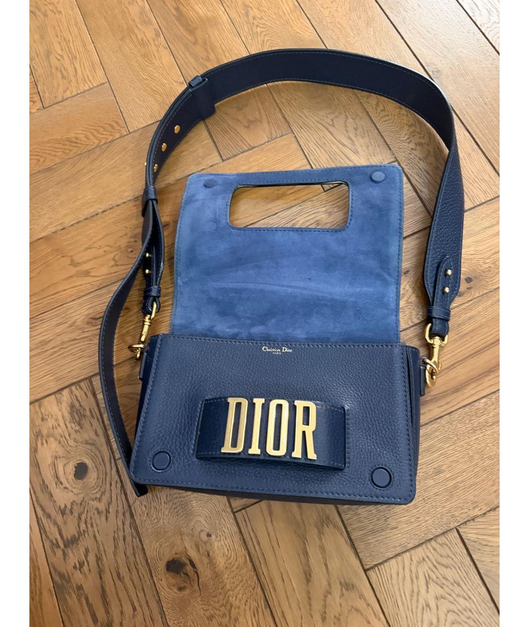 CHRISTIAN DIOR Темно-синяя кожаная сумка через плечо, фото 2