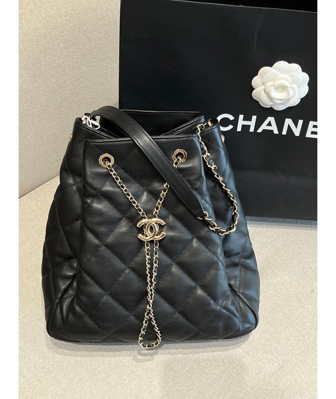 CHANEL Черная кожаная сумка через плечо, фото 9