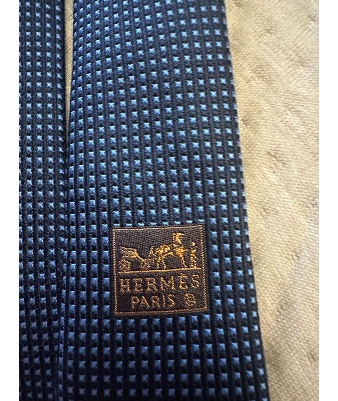 HERMES Синий шелковый галстук, фото 2