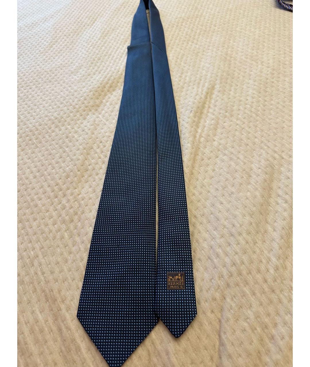 HERMES Синий шелковый галстук, фото 7