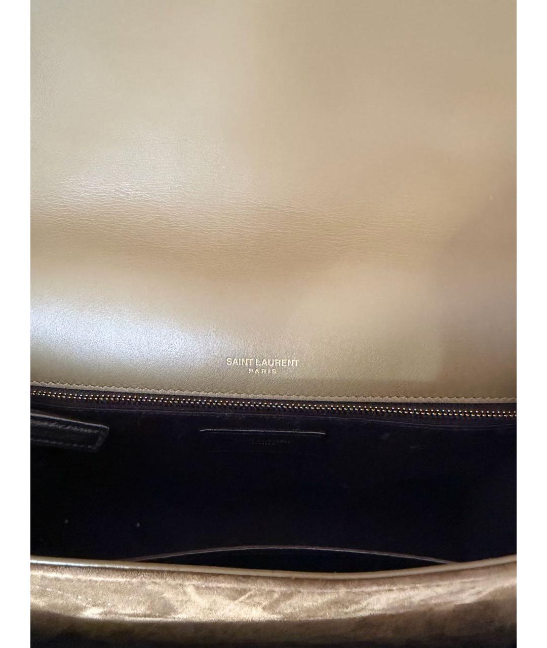 SAINT LAURENT Хаки замшевая сумка через плечо, фото 7