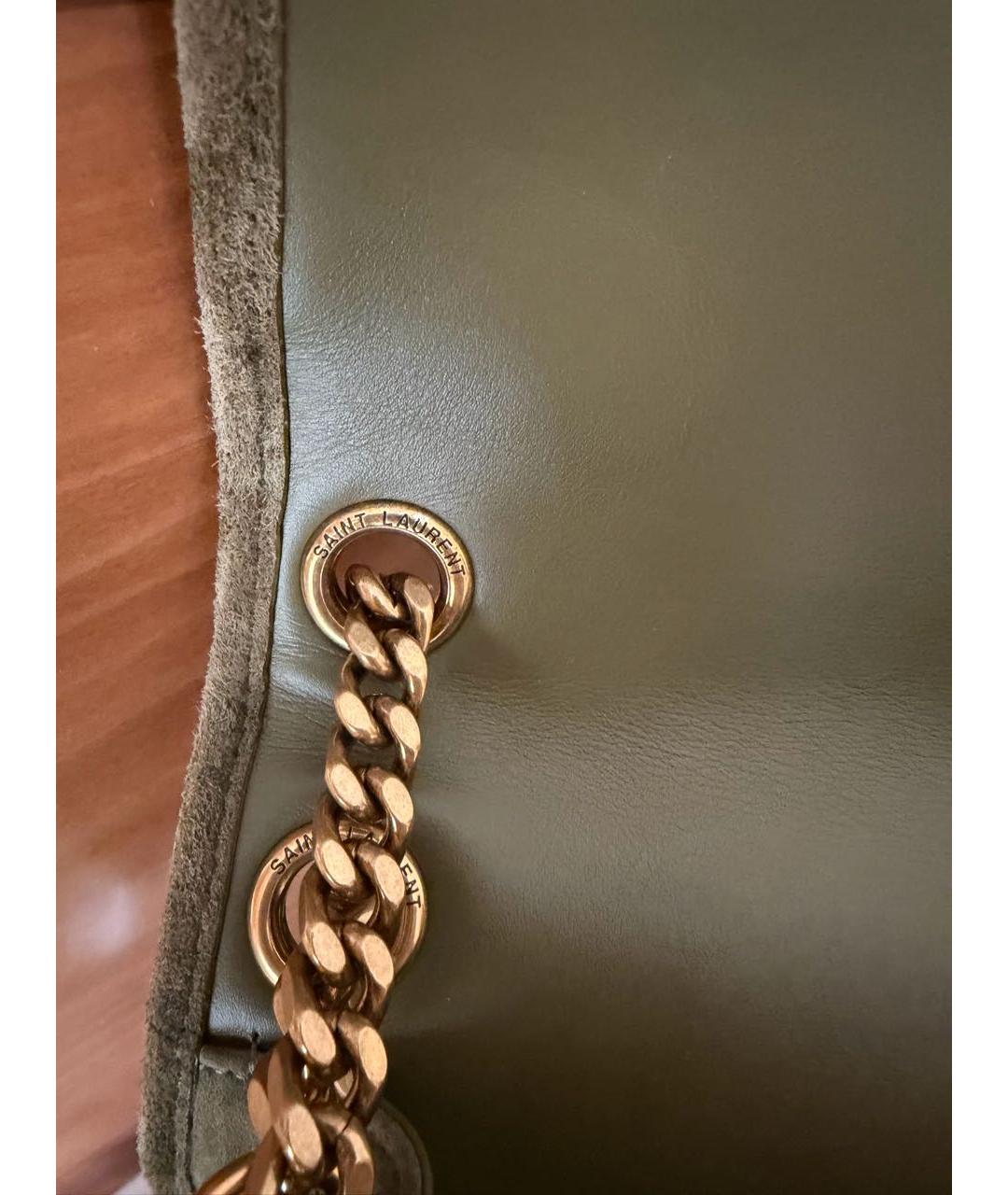 SAINT LAURENT Хаки замшевая сумка через плечо, фото 6