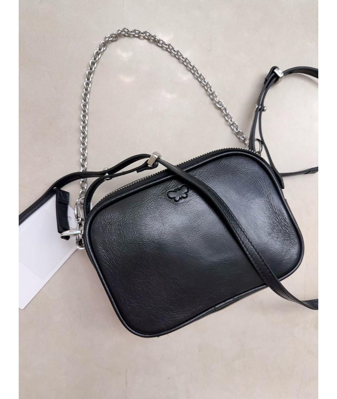 WEEKEND MAX MARA Черная кожаная сумка через плечо, фото 2